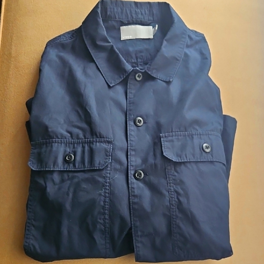 Vince Men's Navy Button-Up Shirt/Jacket